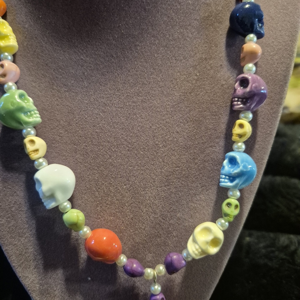 Colorful Skull Bead Necklace